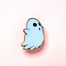 Load image into Gallery viewer, White Ghost Enamel Pin w/ Glitter