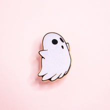 Load image into Gallery viewer, White Ghost Enamel Pin w/ Glitter
